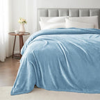 BEDELITE Fleece Blanket Soft Queen Size Bed Blanket Washed Blue 90"x90" | Ultra - Image 6
