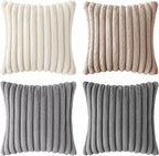 MIULEE Faux Fur Plush Decorative Throw Pillow Covers 20x20, Soft Boho Farmhouse - Image 7