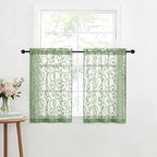 Furman Cafe Curtains 36 Inch Length 2 Panels Set, Elegant Geometric Jacquard - Image 2