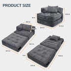 Folding Sofa Bed Chair with Armrests, Convertible Futon Couch Sleeper Chair - Image 2