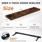 Fun Memories Floating Shelves for Wall, 27.5" Rustic Wood Deep Wall Mounted - Image 4