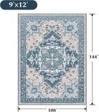Rugflix 9x12 Area Rugs for Living Room, Washable Light Blue Large Rug | Machine - Image 2