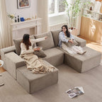 107" Comfy U-Shaped Sectional Modern Boneless Corduroy Couch by ODUWA