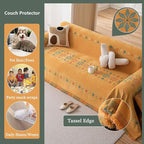 DREAMINGO Orange Boho Sofa Cover Chenille Couch Cover Blanket Vintage Bohemian - Image 4