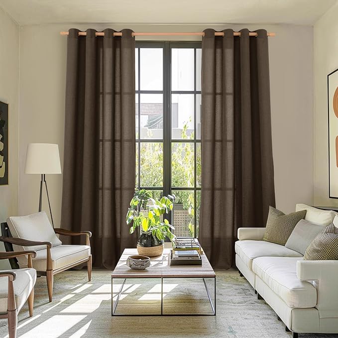 YoungsTex Brown Linen Curtains 84 Inch Length - Image 2