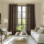 YoungsTex 102 Inches Long Brown Linen Curtains, Chocolate Semi Sheer Drapes - Image 2