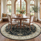 RELEANY Washable Area Rug, Round 7ft, Water Repellent, Pet Friendly, Vintage by RELEANY