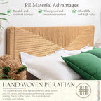 Yechen Hand-Woven PE Rattan King Bed Frame - Image 4