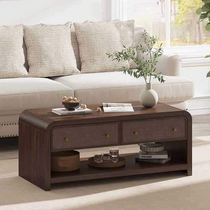 Oak&Sparrow 48'' Boho Coffee Table, Thickened Arc-Shaped Design - Image 2