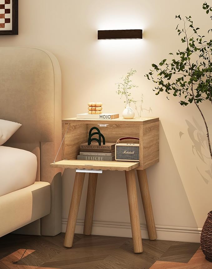 YMYNY Narrow Fluted Nightstand Set of 2, Small End Table, Modern Coffee Table - Image 4