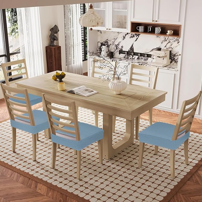 Smiry Waterproof Seat Covers for Dining Room Chairs Set of 4, Stretch Jacquard - Image 8
