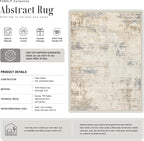 2.6x8 Washable Runner Rug：Modern Abstract Soft Carpet Beige Brown | - Image 3