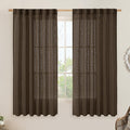 Dark Brown Semi Sheer Linen Curtains 60 Inch, 2 Panels | Light Filtering by LAMIT