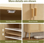 Iwell Storage Cabinet with 2 Shelves, Rattan Cabinet with 2 Doors, Sideboard - Image 8