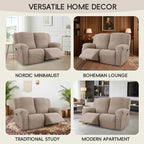 Recliner Loveseat Covers with Console, 6-Piece Stretch Geometric Strokes - Image 7