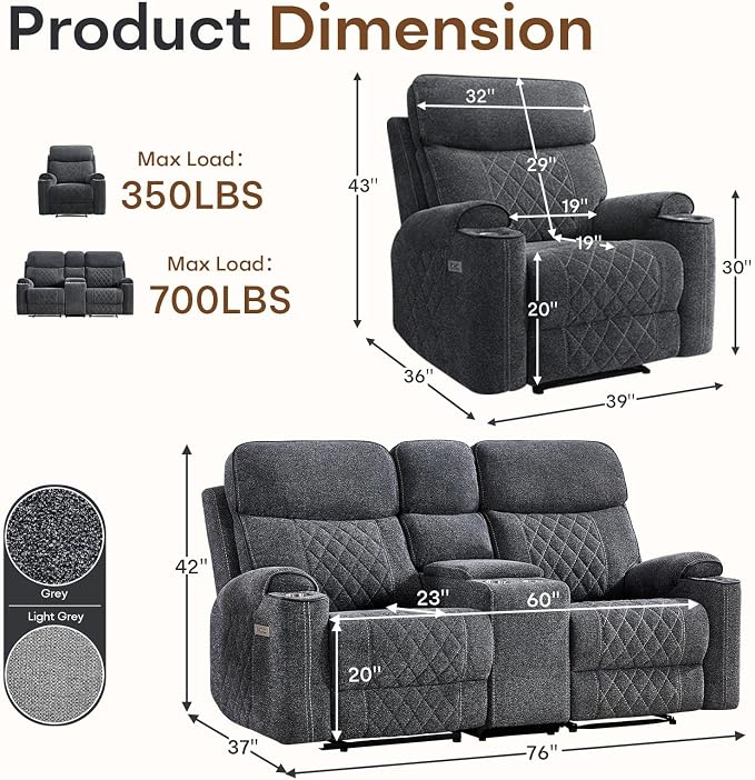 HAOMARKETS 2-Piece Power Recliner Sofa Set - Image 2