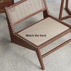 homary Mid Century Modern Chairs Set of 2, Japandi Walnut Rattan and Wood - Image 6
