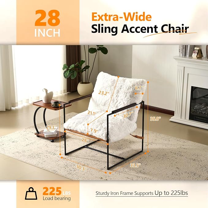 VINGLI 28" Wide Plush Upholstery Sling Modern Accent Chairs Set of 2, Cute - Image 2