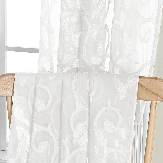 Furman Ivory Sheer Curtains 45 Inch Length 2 Panels Set - Image 7