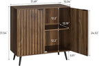 Smuxee Fluted Sideboard Cabinet, Freestanding Walnut Buffet Cabinet - Image 2