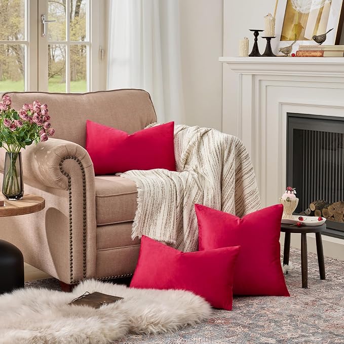 GIGIZAZA Red Pillow Covers 12x20 Decorative Pillows Pack of 2 | Lumbar Throw - Image 3