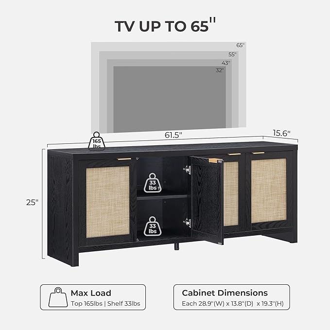 SICOTAS TV Stand for Living Room Boho Entertainment Center for Bedroom - Image 3