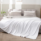 BEDELITE Fleece Blanket Soft Plush Queen Size Bed Blanket White 90"x90" | Ultra - Image 8
