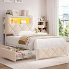 Twin Upholstered LED Bed Frame by JOCOEVOL