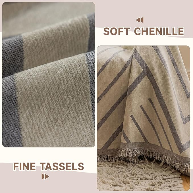 VClife Beige Gray Herringbone Couch Cover Modern Simple Style Geometric - Image 5