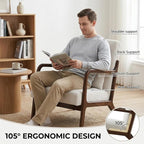 Mid Century Modern Accent Chair, Upholstered Corduroy Armchair - Image 4