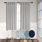 Gray Curtains 38 Inch Wide for Bedroom 2 Panel Set Back Tab Rod Pocket Semi by Pitalk