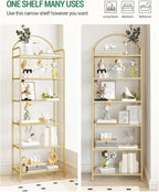 Hzuaneri Bookcase Bookshelf, Tempered Glass Bookshelves, Slim Shelving Unit - Image 4