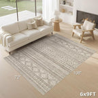 cotiled 6x9 Area Rugs for Living Room: Boho Washable Rug for Dining Room | - Image 9