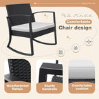 Greesum 3 Pieces Outdoor Furniture Set Patio Bistro Rocking Chairs - Image 6