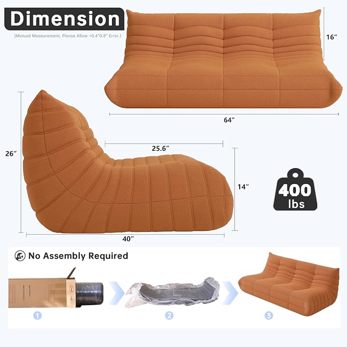 WHGBJA Bean Bag Chairs for Adults, BeanBag Reading Chair Memory Foam Couch - Image 2
