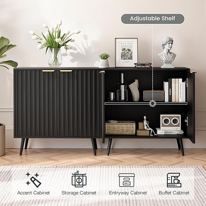 Vrullu Modern Storage Cabinet, Wood Accent Cabinet - Image 4