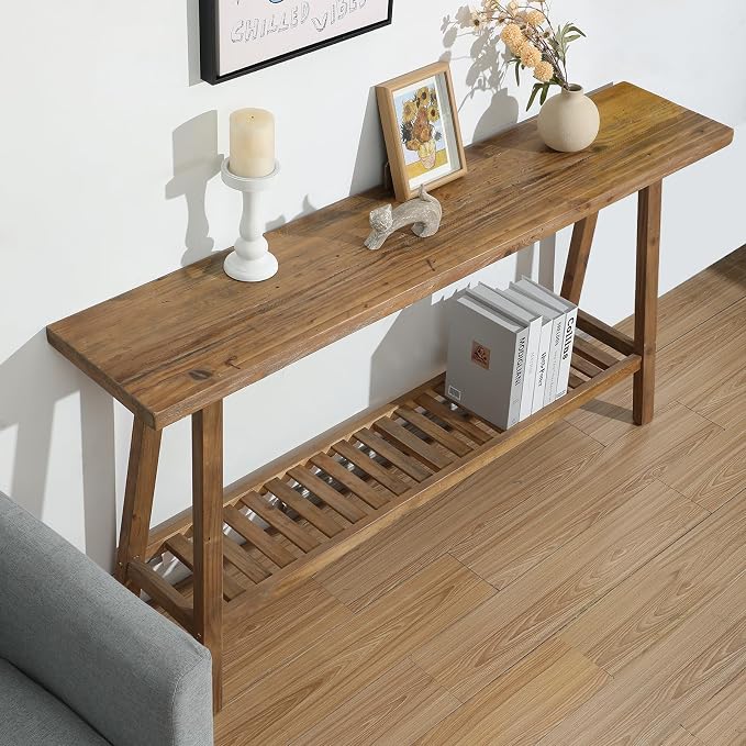 HOKYHOKY Reclaimed Solid Wood Console Table, Rectangular Couch Table Behind Sofa - Image 4