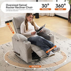 Swivel Rocker Recliner with Adjustable Armrests, Rocking Nursery Chair with - Image 6