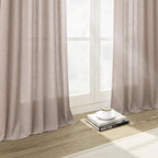 Oatmeal Linen Curtains 63 Inches Length 2 Panels Set - Image 6