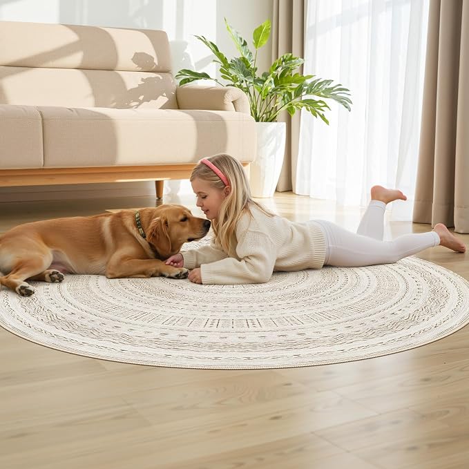 cotiled 5x5 Round Rug 5ft Circle Living Room Boho Area Rugs | Solve Modern - Image 7