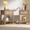 SICOTAS Rattan Nightstand Set of 2, Rattan Decor Drawer by SICOTAS