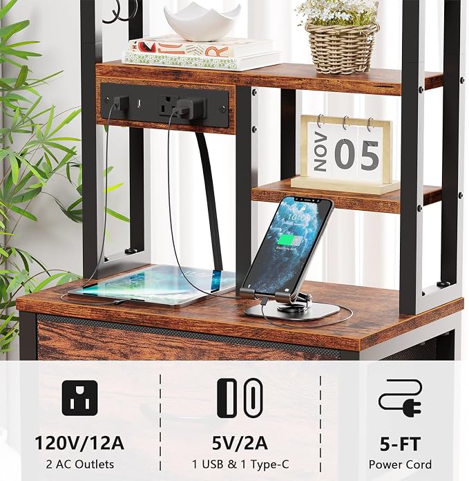 Furnulem Tall Night Stand, LED Nightstand - Image 6