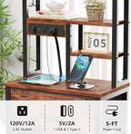 Furnulem Tall Night Stand with LED & USB Ports, 45.3inch Nightstand with Open - Image 6