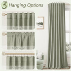 Sage Green 100% Blackout Linen Curtains 72 Inch Length 2 Panels Set - Image 6