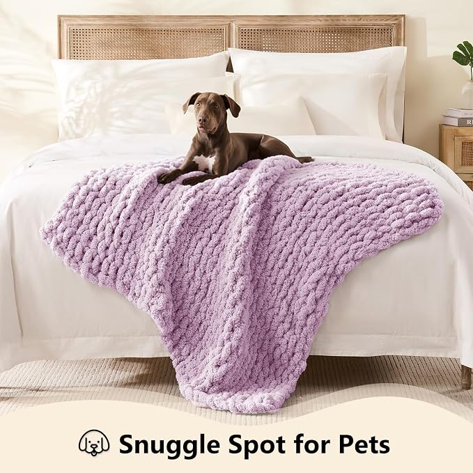 L'AGRATY Chunky Knit Throw Blanket - Image 3