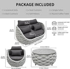 TWT Patio Furniture Set 4 Pieces Aluminum Outdoor Furniture w/27.8in Coffee - Image 3