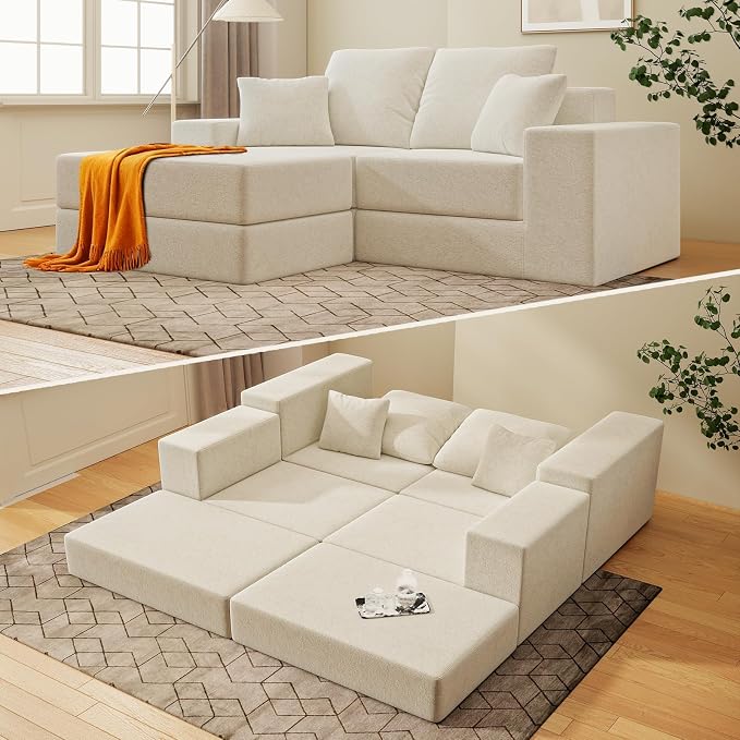 Cloud Modular Sectional Sofa, Comfy Boneless Couch by LivingGiving
