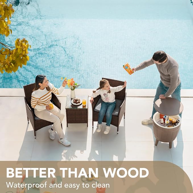 Devoko Patio Porch Furniture Sets 3 Pieces PE Rattan Wicker Chairs - Image 6