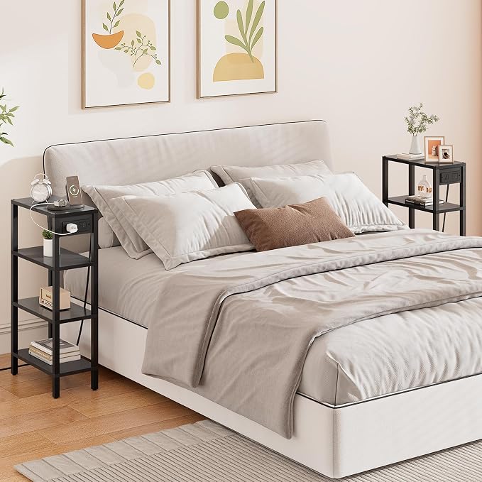 TUTOTAK Narrow Side Table with Charging Station, Small End Table with USB Ports - Image 9