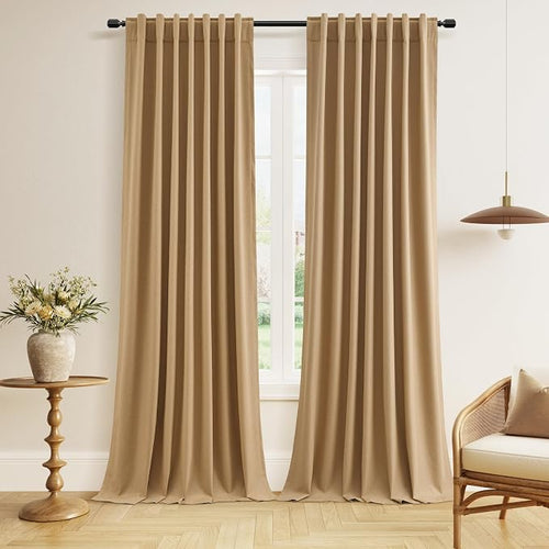 100% Blackout Linen Curtains 84 Inch Length 2 Panels Set by Guken